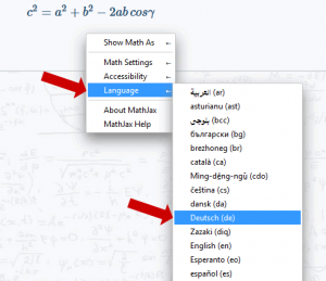 Mathjax - Sprache